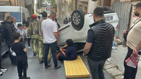 Şişli’de otomobil takla attı: 1 yaralı