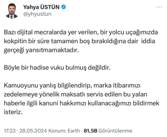 THY’den uçağın kokpitinin bir süre boş kaldığı gündeme oturdu