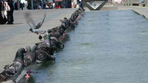 Taksim’de vatandaşların sıcak ile imtihanı