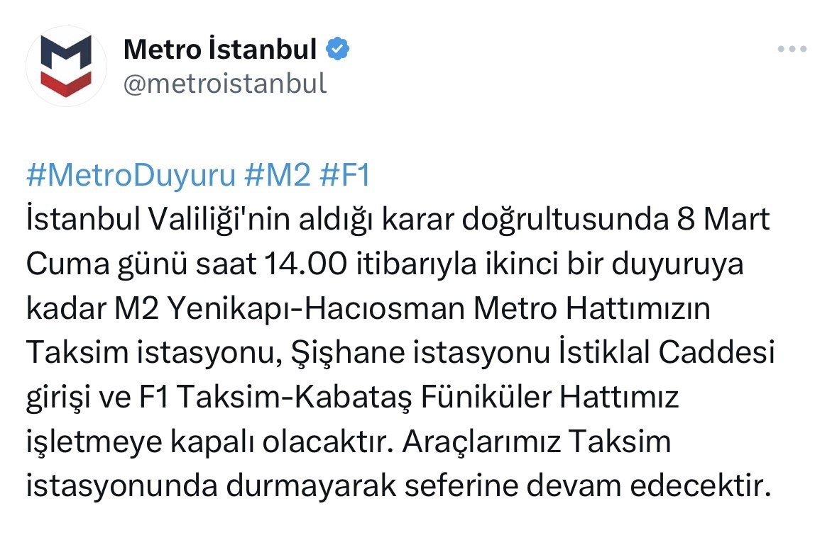 istanbul valiligi karariyla taksim ve sishane metro istasyonu kapatildi 2 iAJcsQtm